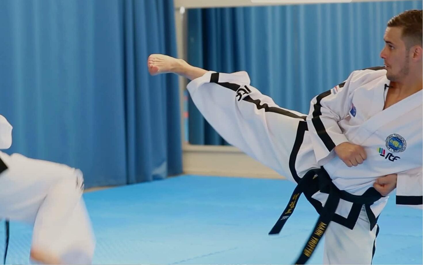 Side kick demonstration from the video of Choong-jang tul with Mark Trotter
