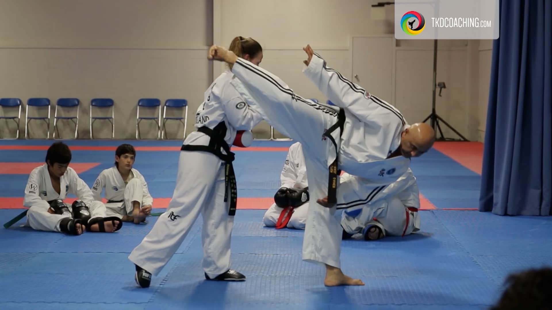 Expert Coach Mr Jon Sawden demonstrating advanced kicking technique in ITF Taekwon-Do