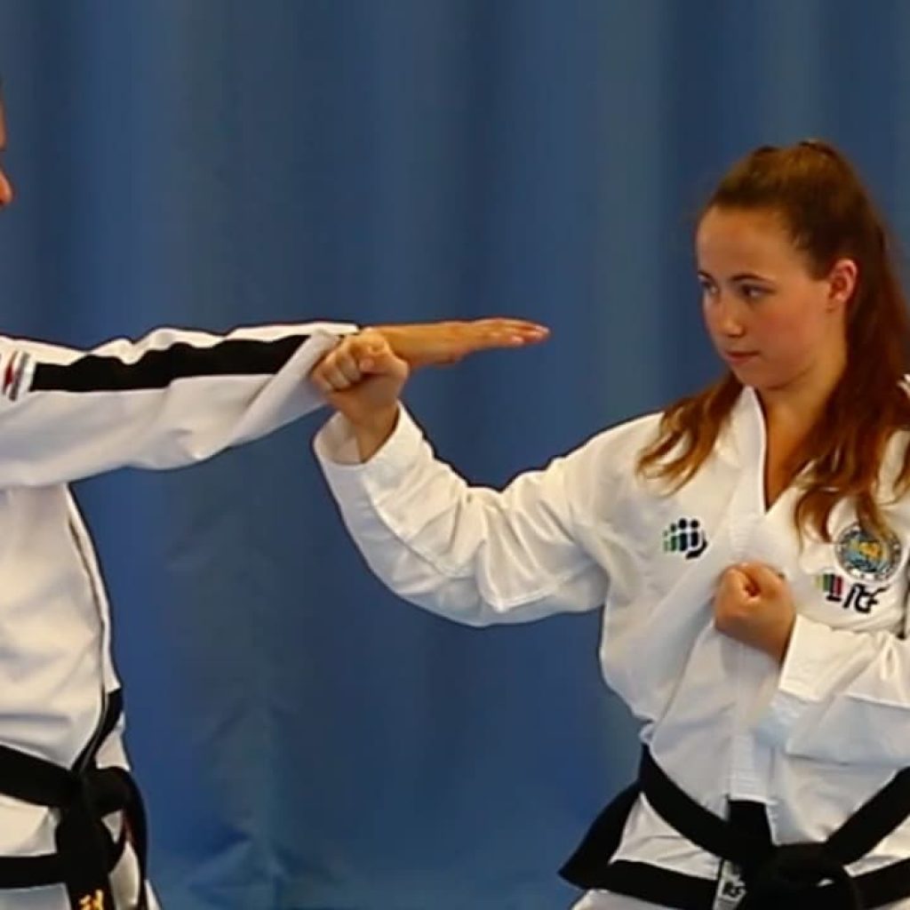 Master Trotter coaching Roshin Giles on the performance of Po-Eun tul.