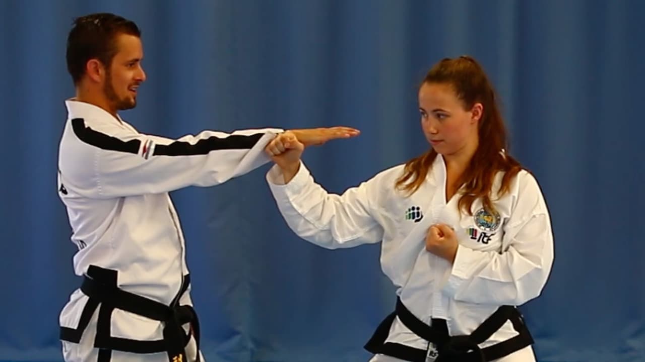 Master Trotter coaching Roshin Giles on the performance of Po-Eun tul.
