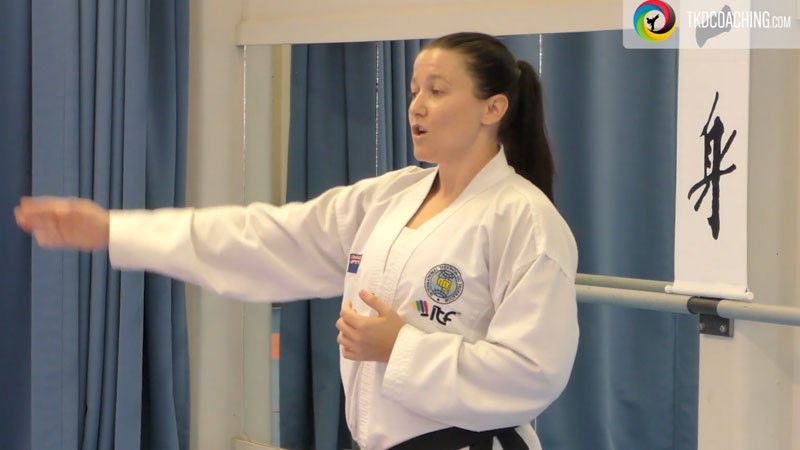Taekwon-Do instructor Courtney Weir demonstrating basic instructing principles during a Leadership Team workshop