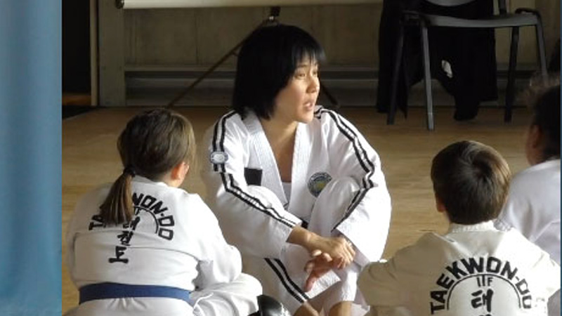 Children training in a Taekwon-Do kids class with focus on values and discipline