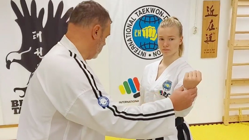 Angles and trajectory of Taekwon-Do techniques – Master Thierry Meyour with World Champion Mira Sjövall