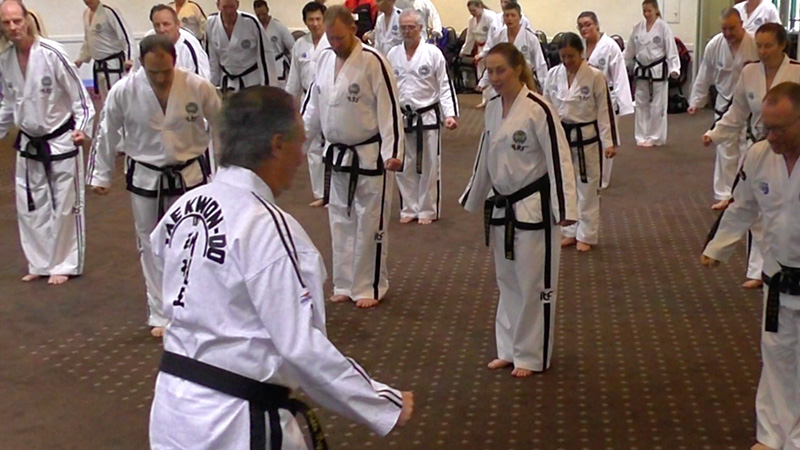 Grand Master Pablo Trajtenberg teaching free sparring concepts at an instructors conference